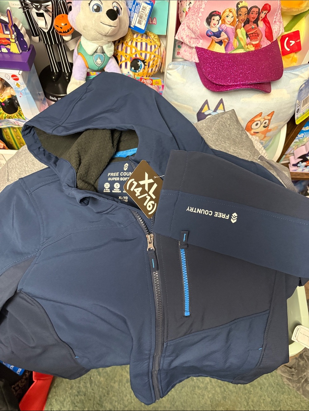 Free Country Navy Blue Hooded Softshell Jacket - Boys XL (14/16)